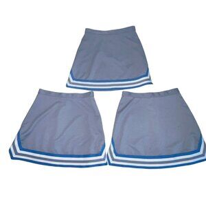 NEW 3 Matching Cheerleader Uniform Skirts Adult Small 24" Waist A-Line Gray Blue
